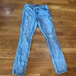 Refuge Womens Distressed Boyfriend‎ Jeans Size 4 Light Wash Stretch Straight Leg